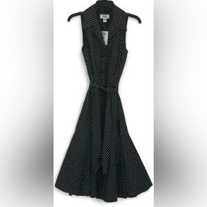 Talbots Black and White Sleeveless Polka Dot Maxi Dress W/Liner Size 4 Women’s
